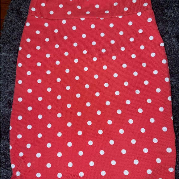 Pink LulaRoe Pencil Skirt with White Polka Dots - Size Medium - Picture 6 of 8